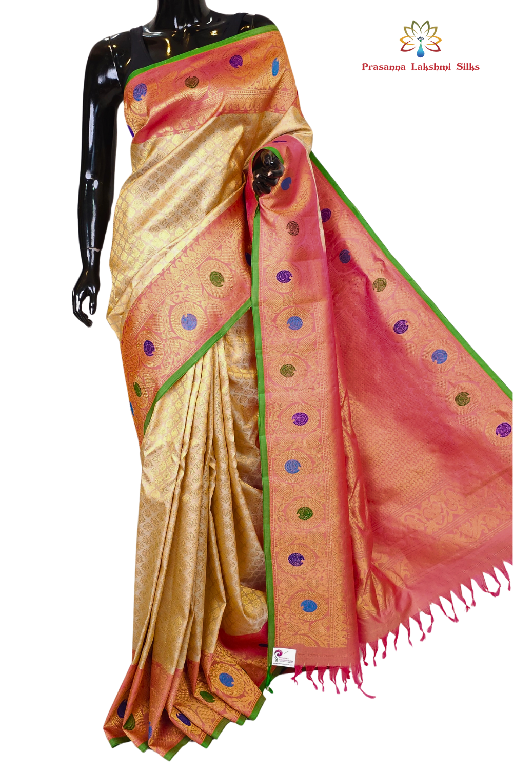 Cream Gadwal Silk Saree with Brocade Pallu 
