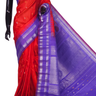 Dark Orange Handloom Gadwal Pure Silk Saree with lavender zari woven border and rich brocade pallu