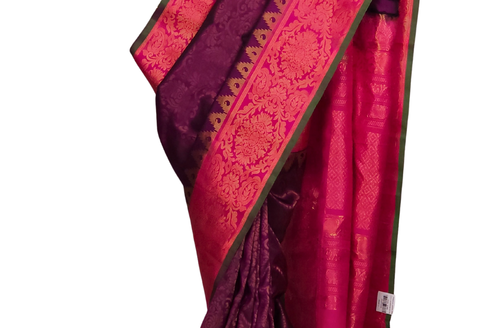 Deep Purple Gadwal Silk Saree with Brocade Pallu