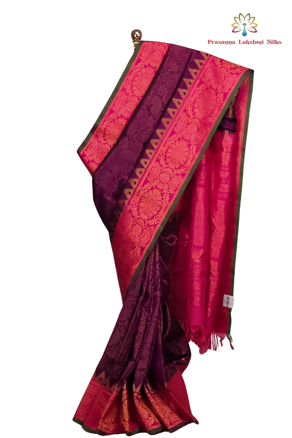 Deep Purple Gadwal Silk Saree with Brocade Pallu