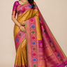 Dual Shade Green & Purple Gadwal Silk Saree