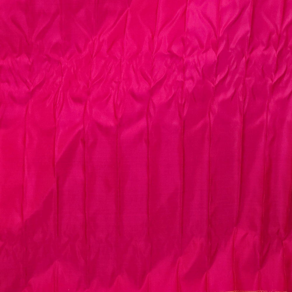 Dual Shade Green and Red Pure Handloom Gadwal Silk Saree with pink turning borders and rich zari brocade pallu