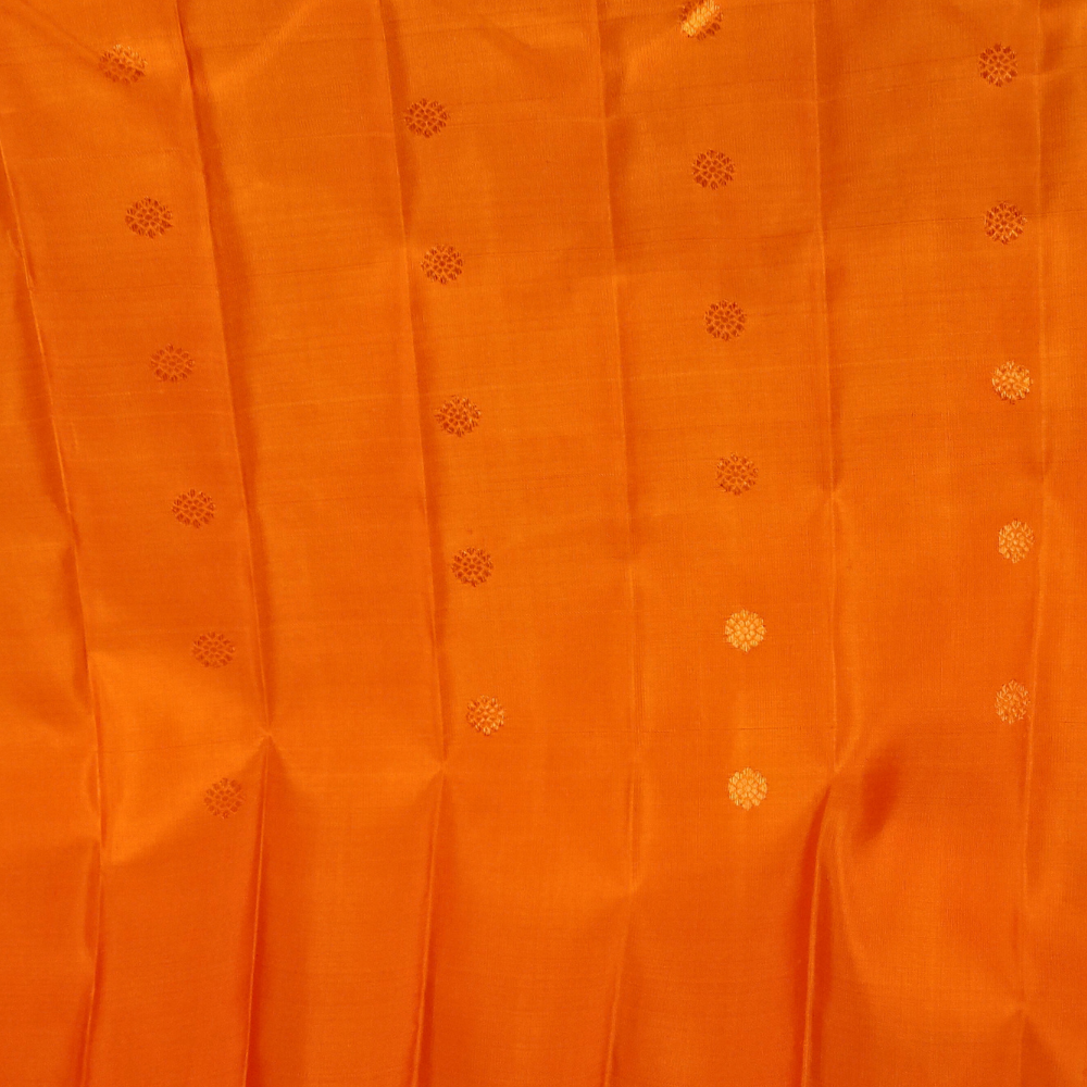 Elegant Peacock Green pure silk Gadwal saree with orange blouse piece from Prasanna Lakshmi Silks

