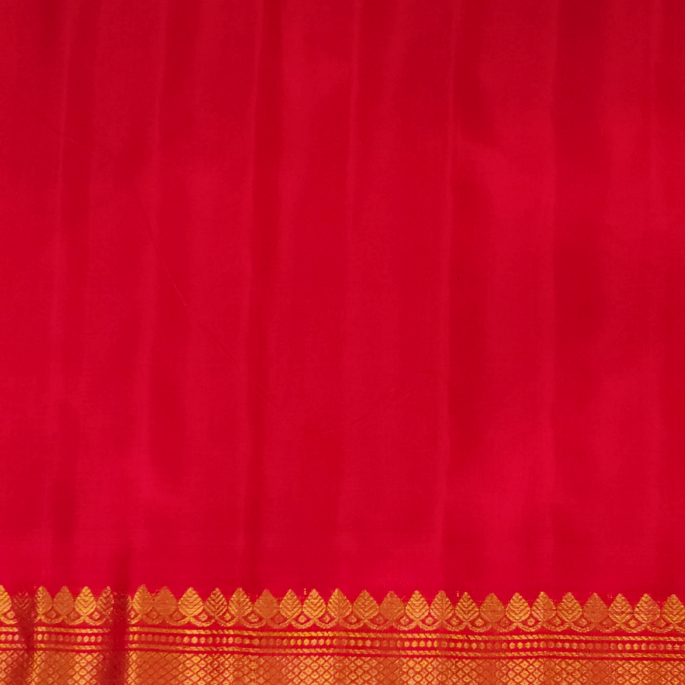 Elegant black pure silk Gadwal saree with red blouse piece from Prasanna Lakshmi Silks

