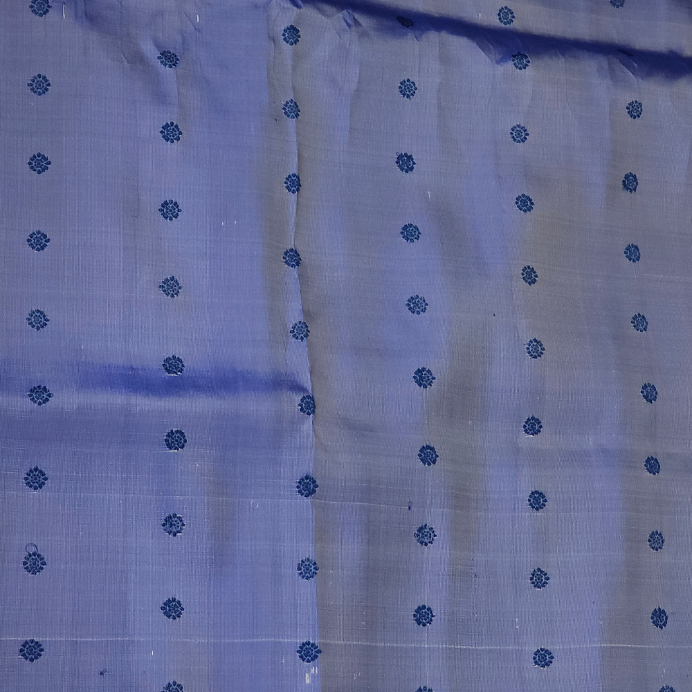 Elegant royal blue pure silk Gadwal saree with light blue blouse piece from Prasanna Lakshmi Silks

