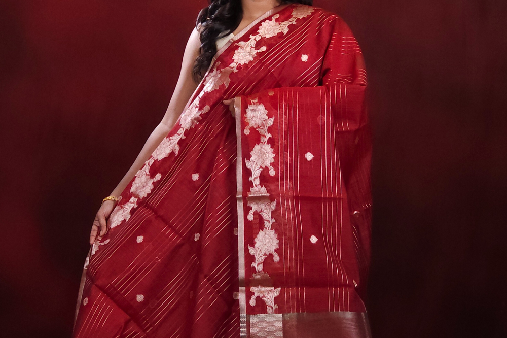 Maroon Chanderi Saree
