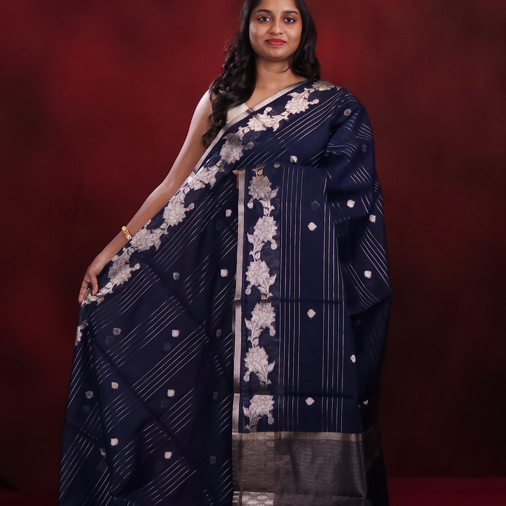 Chanderi Saree with  zari stripes