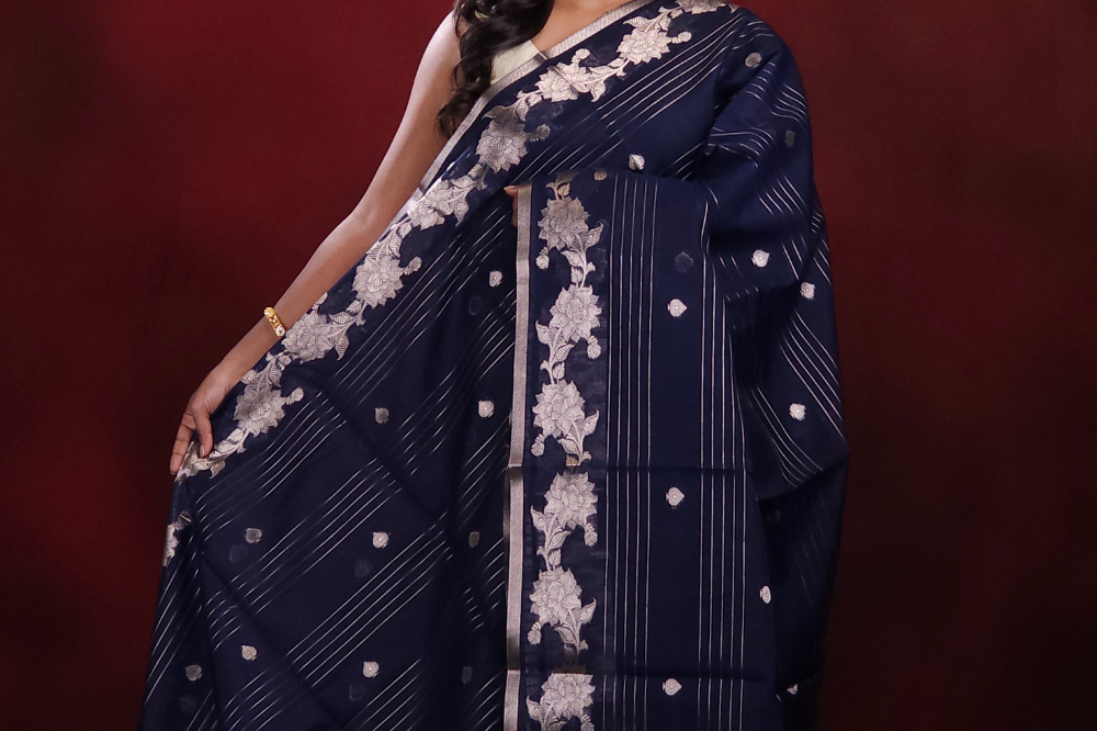 Chanderi Saree with  zari stripes