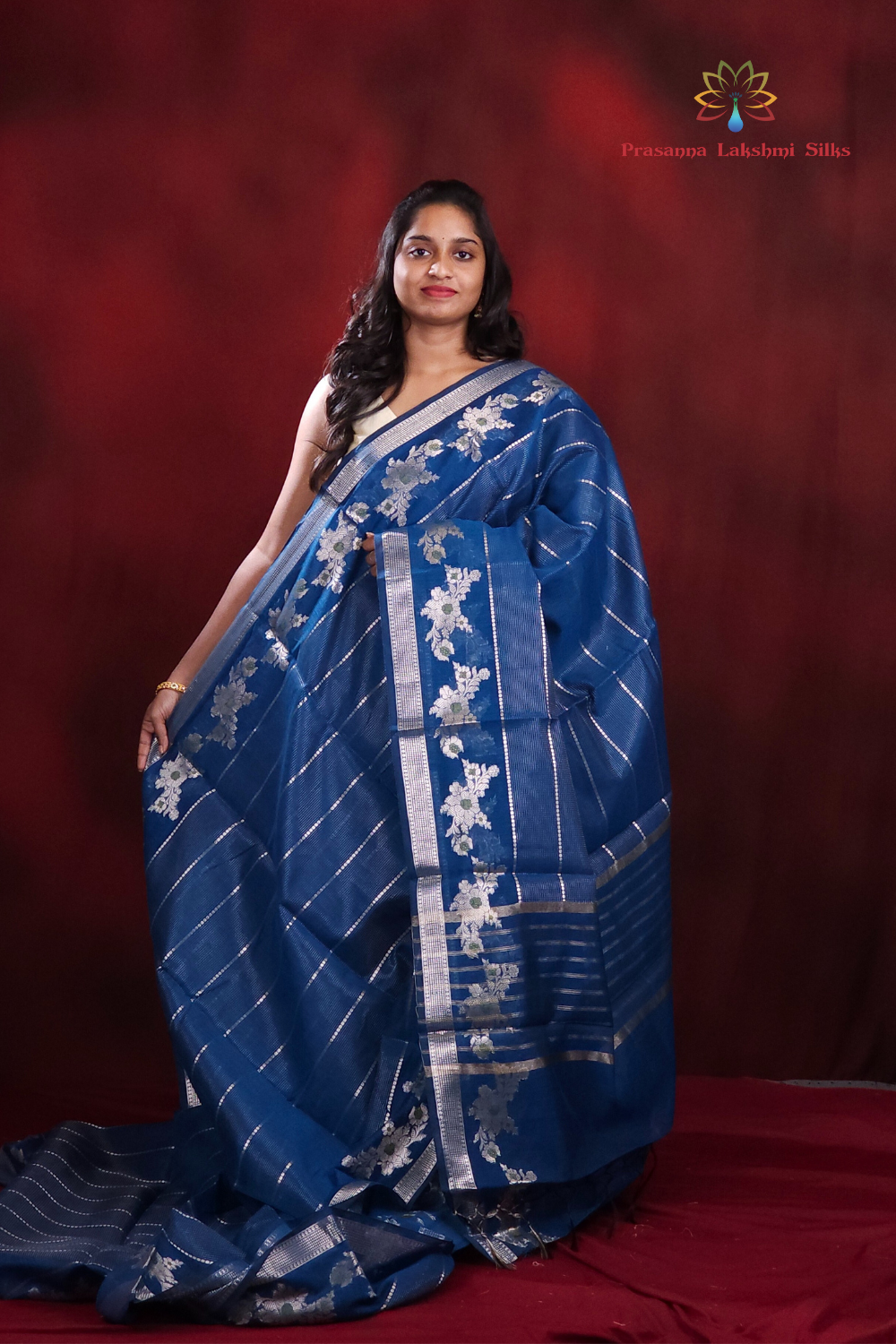 Prussian Blue Chanderi Saree