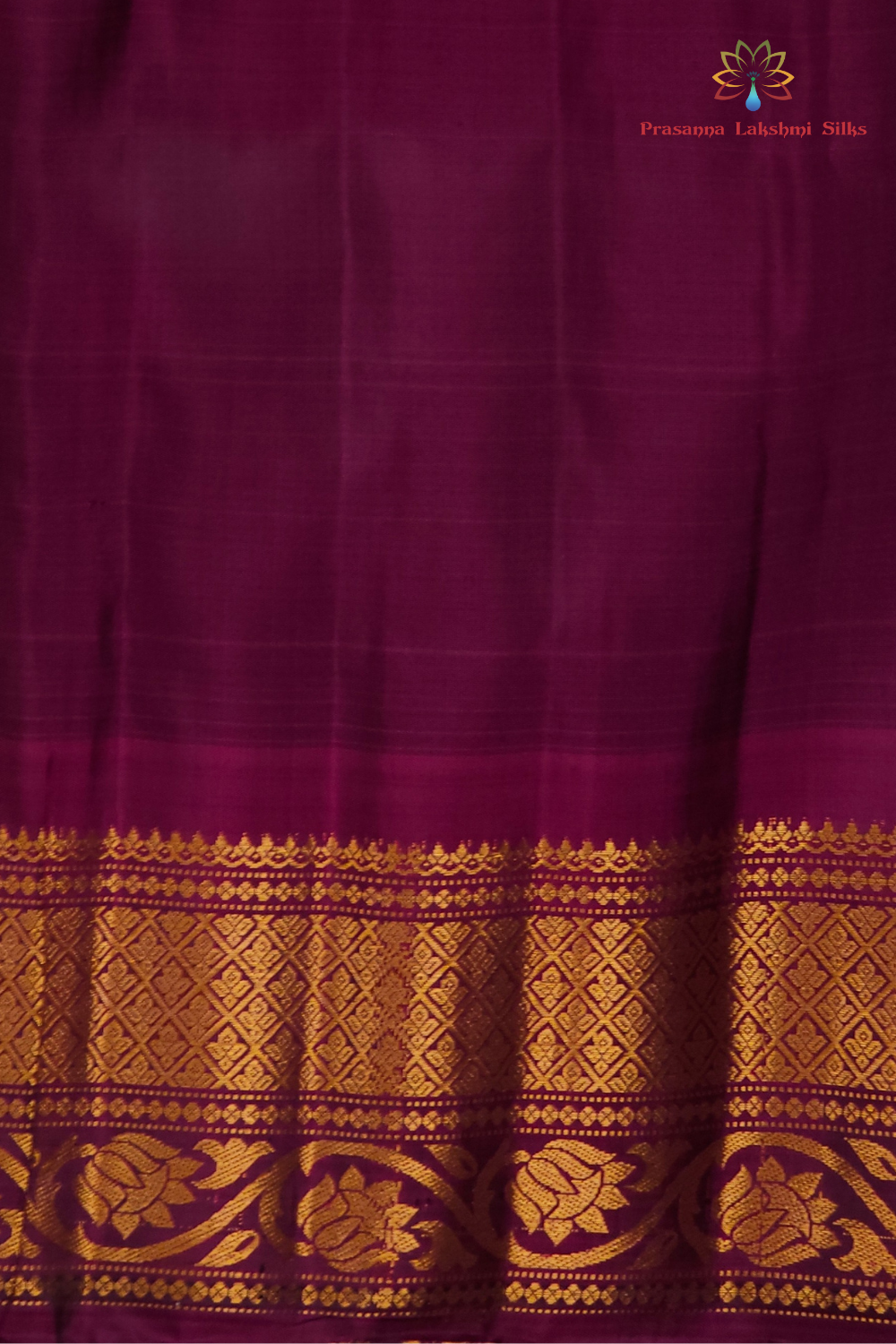 Festive Gold Yellow pure silk Gadwal saree with purple blouse piece from Prasanna Lakshmi Silks


