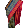 Gold Blue Gadwal Pure Silk Saree with Ganga Border 