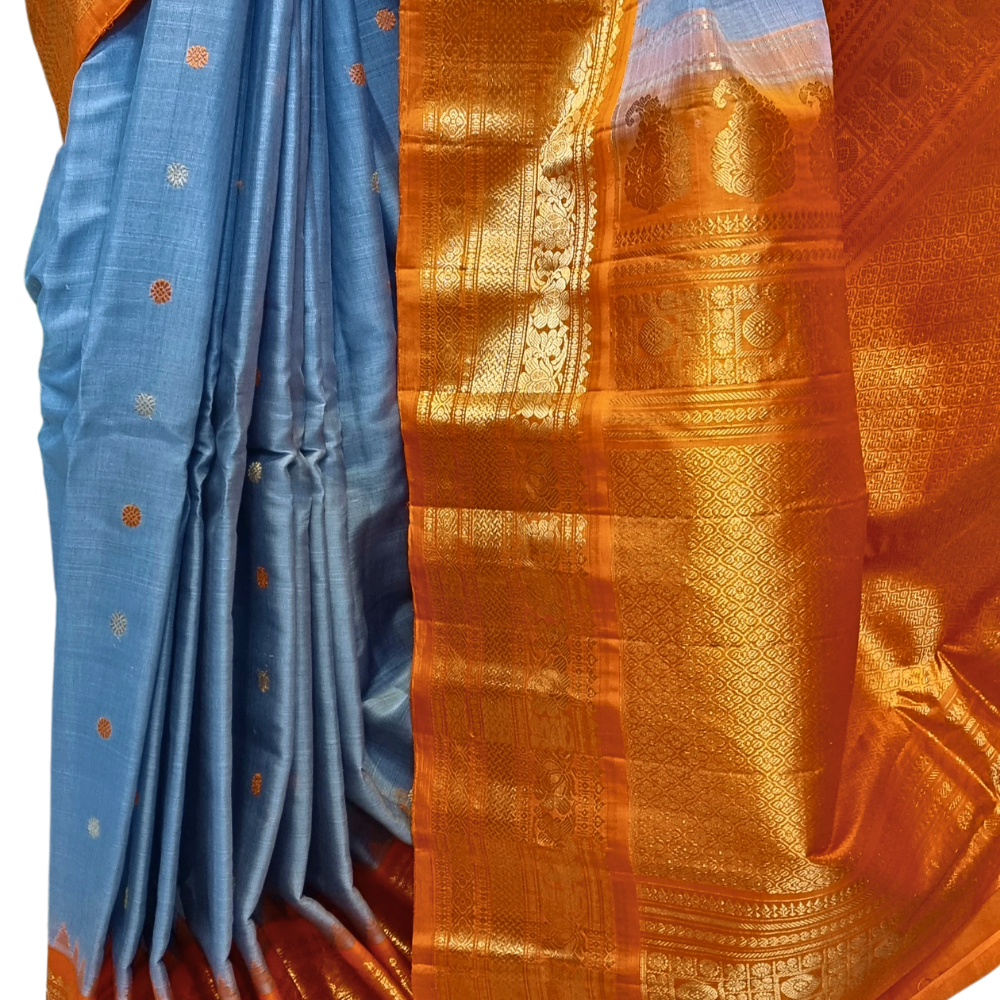 Elegant handloom Gadwal silk cotton saree suitable for weddings and grand celebrations.