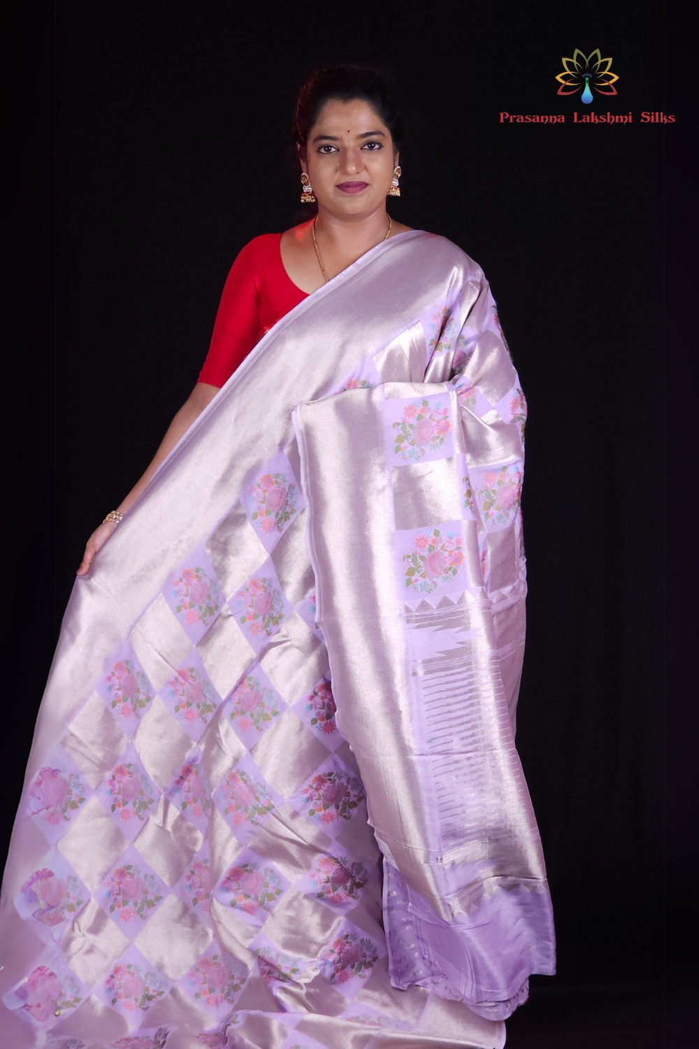 Lavender Mashru silk saree
