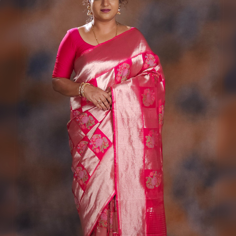 Pink Mashru silk saree