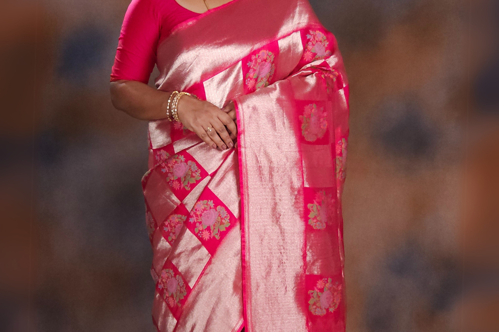 Pink Mashru silk saree