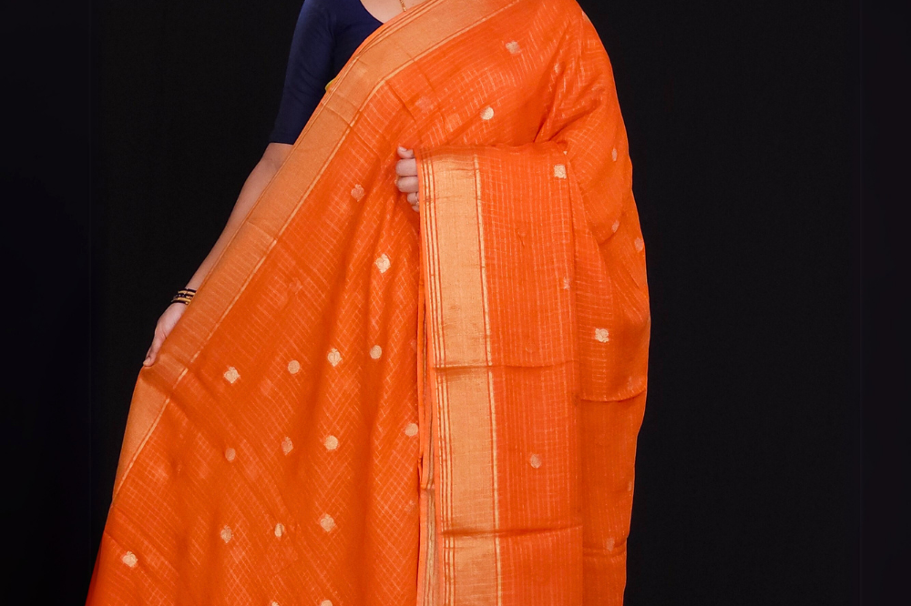 orange Designer georgette saree for weddings and parties