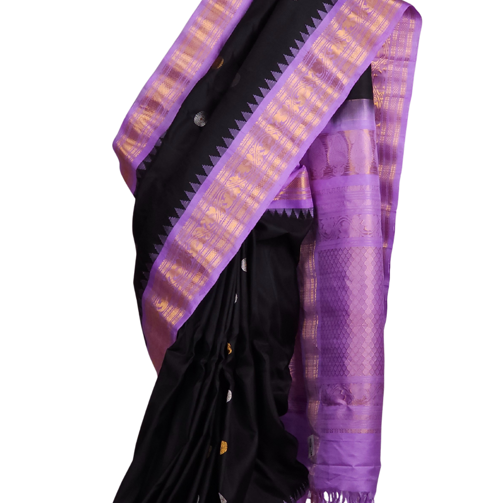 Handloom Black Gadwal Silk Saree Online