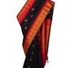 Handloom Black Gadwal Silk Saree – Red Zari
