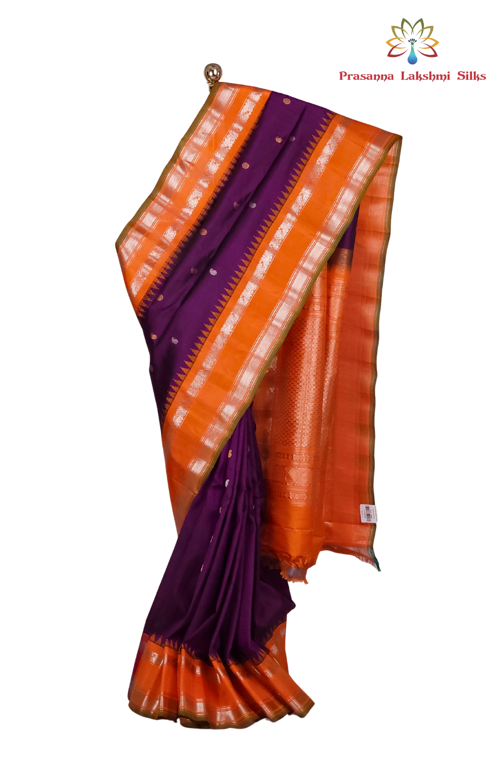 Handloom Deep Violet Gadwal Silk Saree