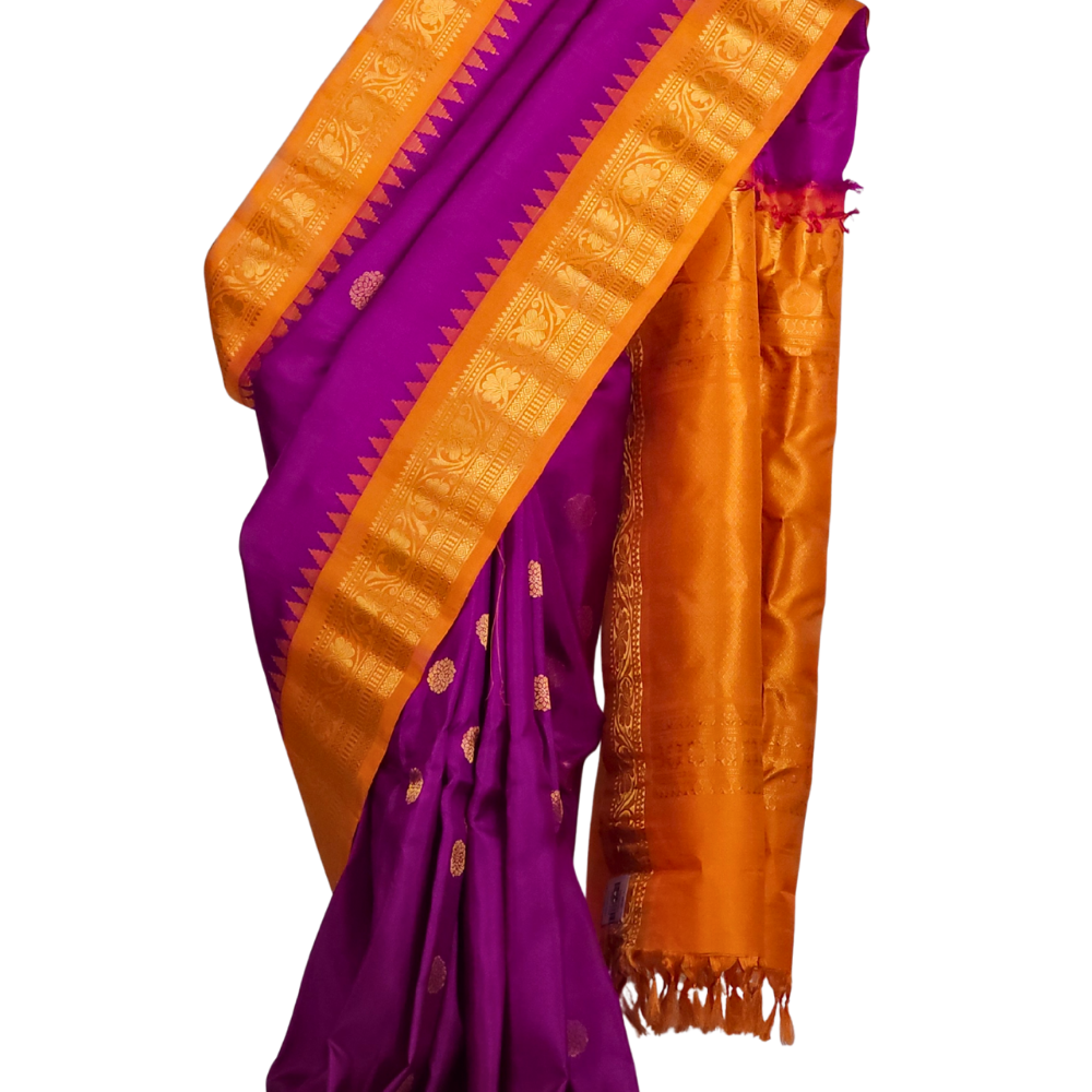 Handloom Purple Gadwal Silk Saree Online