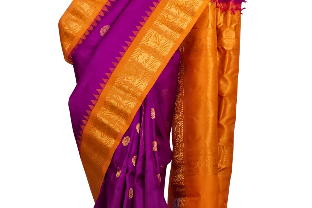 Handloom Purple Gadwal Silk Saree Online
