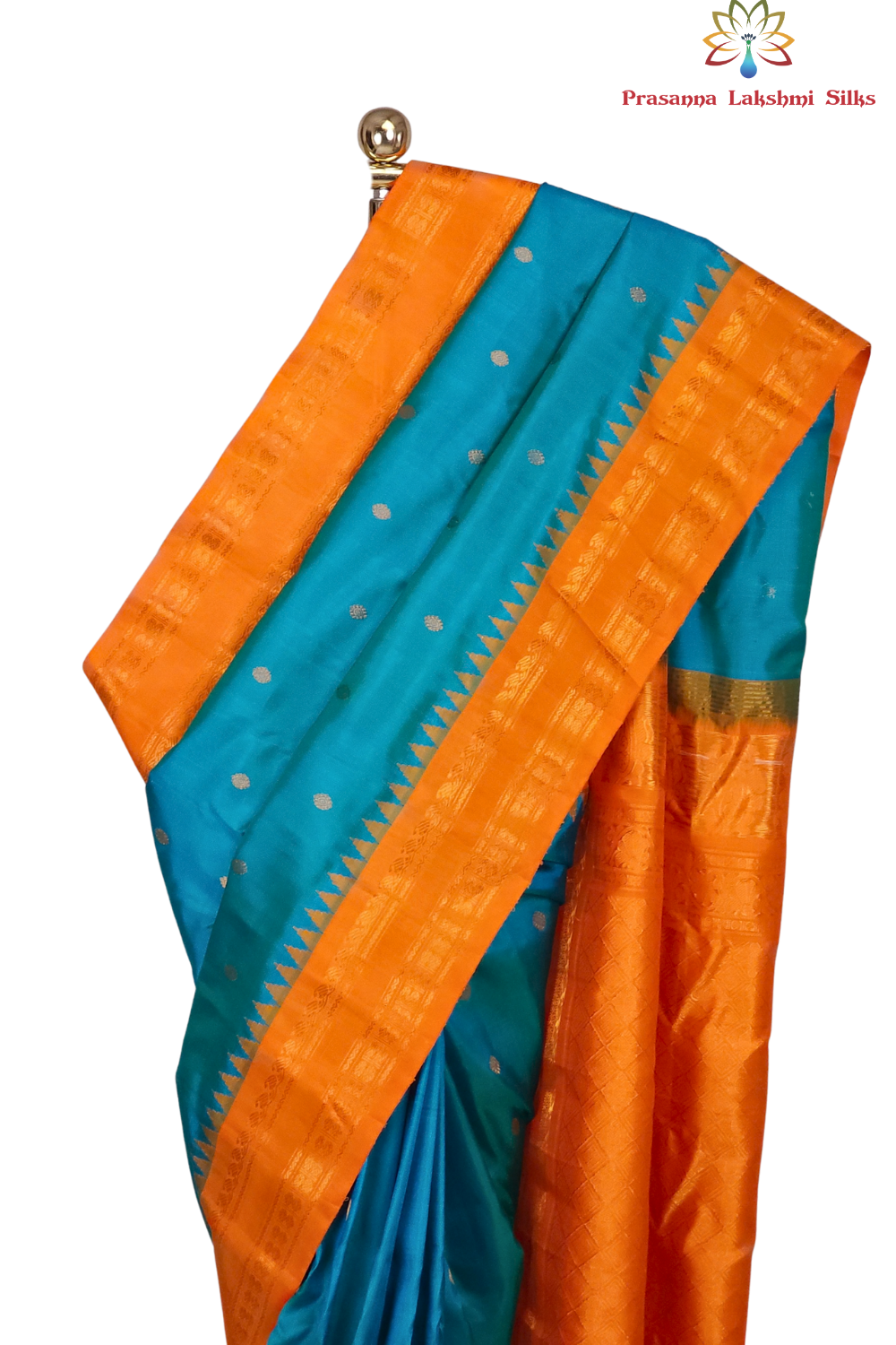 Handloom Teal Blue Gadwal Silk Saree Online