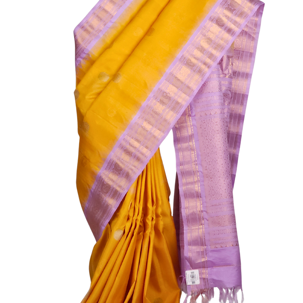 Handloom Yellow Gadwal Silk Saree Online