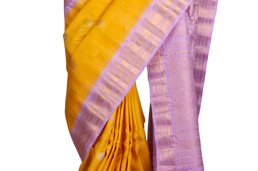 Handloom Yellow Gadwal Silk Saree Online