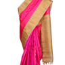 Hot pink handloom Gadwal pure silk saree with cream zari woven border and rich brocade pallu
