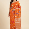 Viscose organza saree with zari woven floral brocade and meenakari detailing with rich tissue brocade pallu
