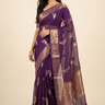 Chiffon silk saree with allover zari woven small checks and antique zari motifs

