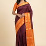 Semi Mysore Silk Saree with zari woven borders and rich brocade pallu 
