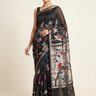 Viscose organza saree with zari woven floral brocade and meenakari detailing with rich tissue brocade pallu
