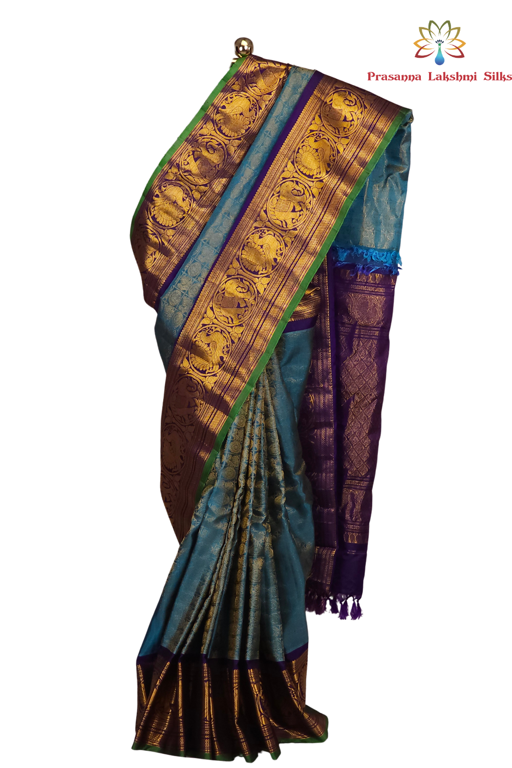 Light Blue Gadwal Silk Saree with Brocade Pallu