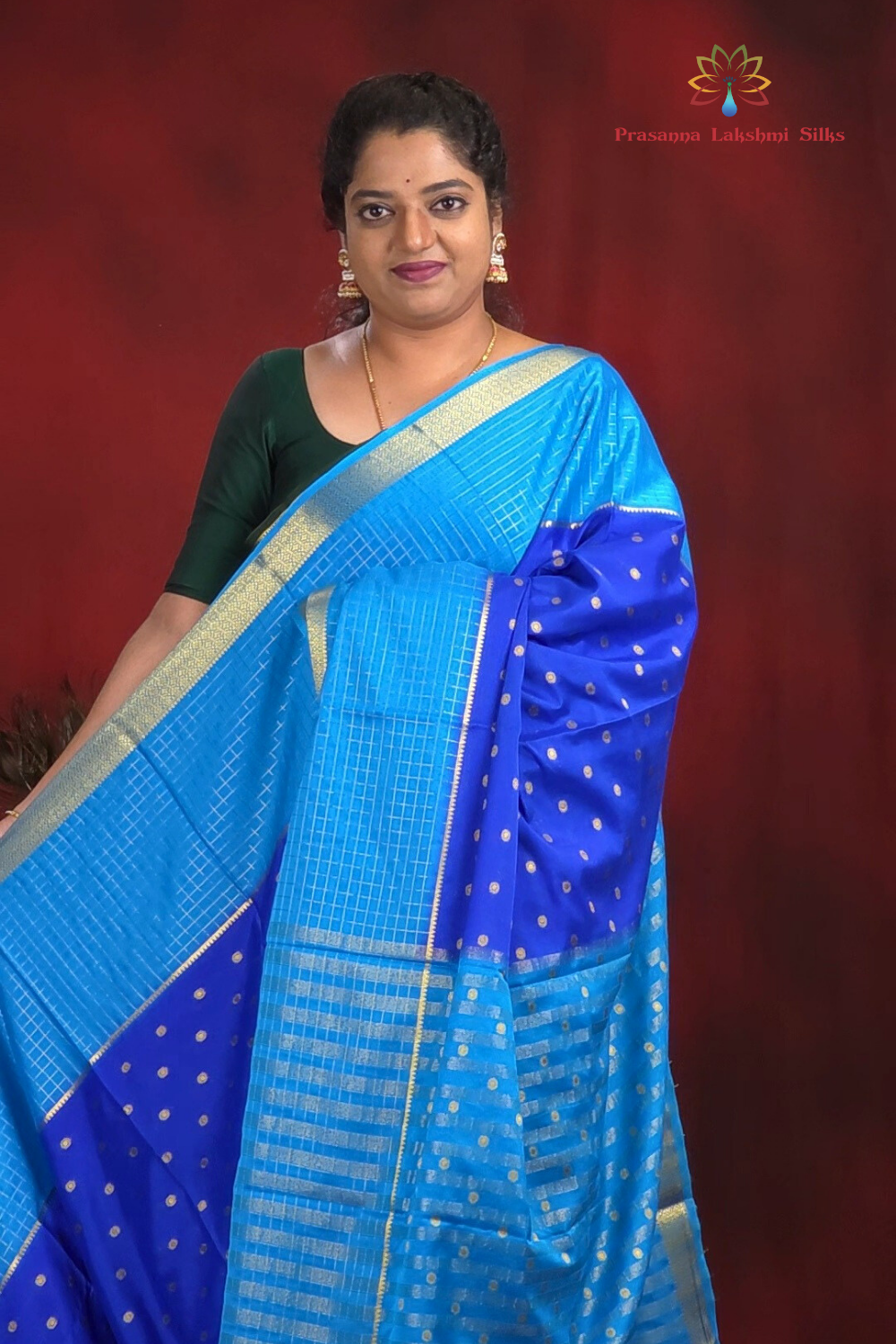 Royal Blue Semi Mysore Silk Saree – Prasannalakshmisilks