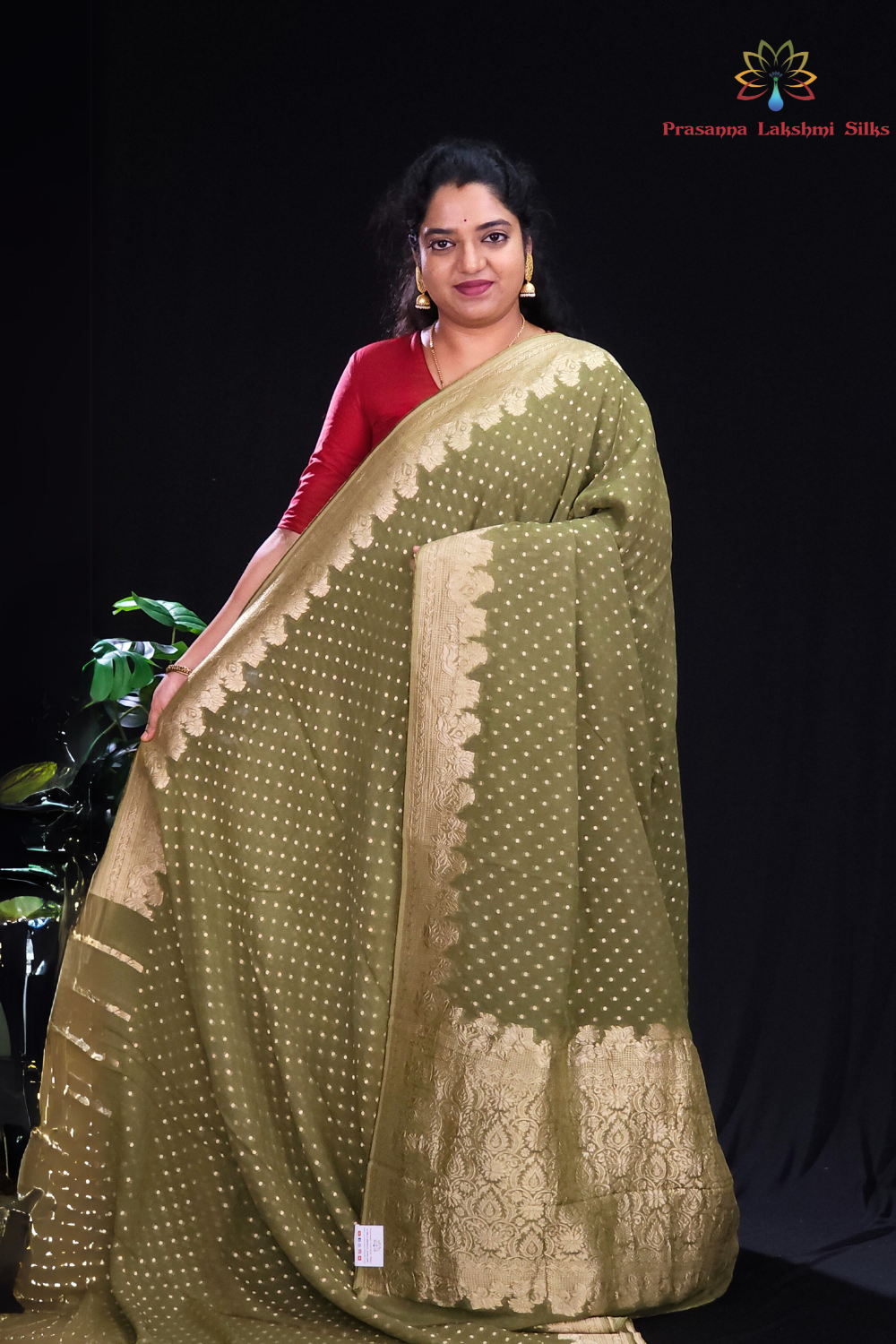 Sap green Designer georgette saree for weddings and parties