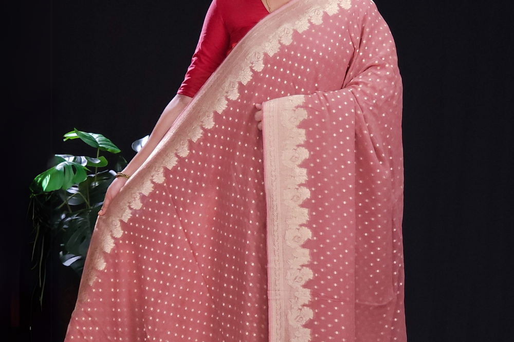 Light brown Designer georgette saree for weddings and parties