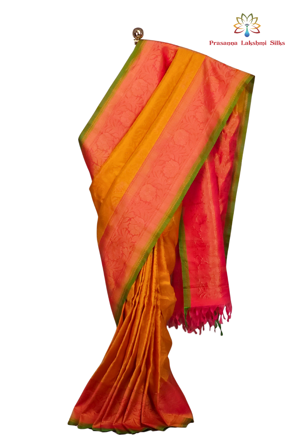 Mango Yellow Gadwal Silk Saree with Brocade Pallu