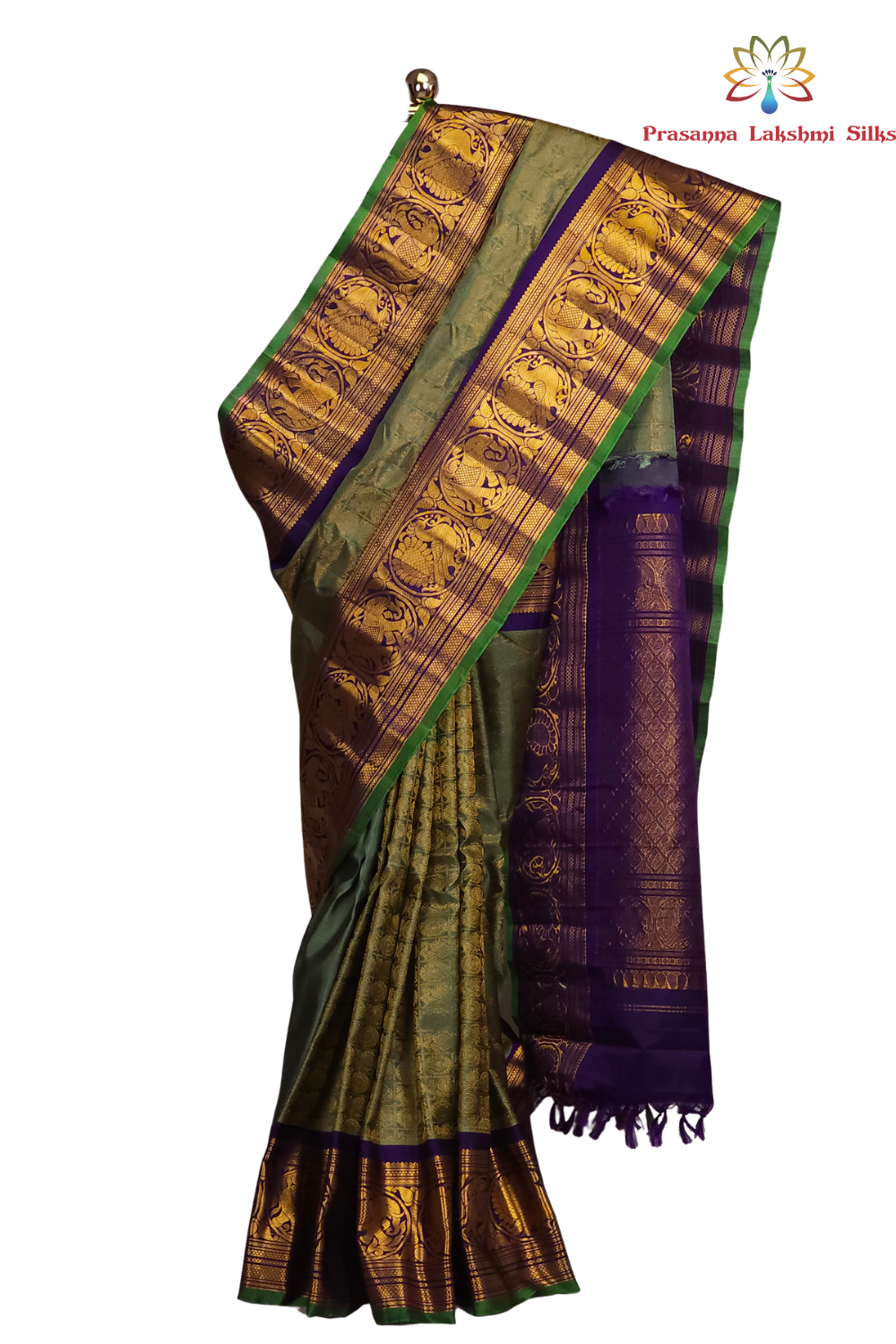 Mint Green Gadwal Silk Saree with Brocade Pallu