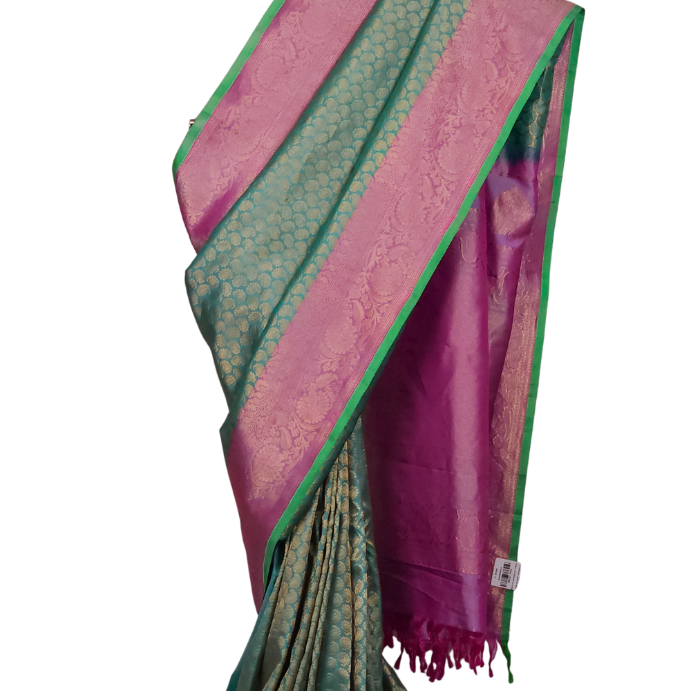 Mint Green Gadwal Silk Saree with Brocade Pallu