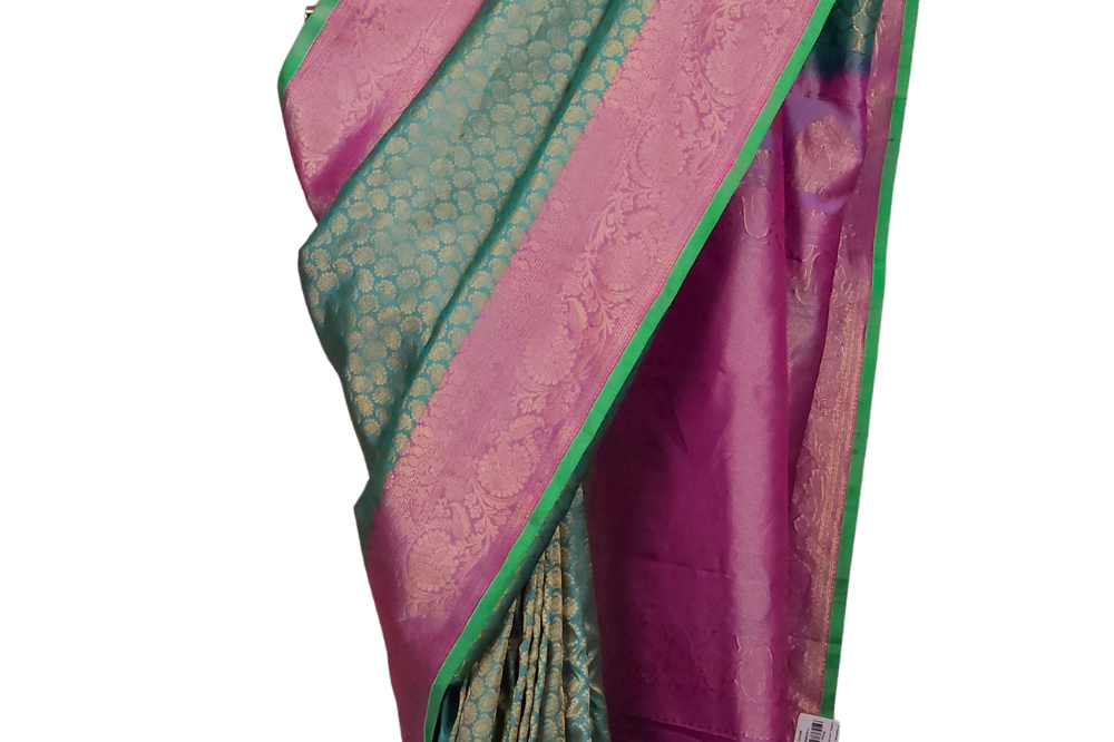 Mint Green Gadwal Silk Saree with Brocade Pallu