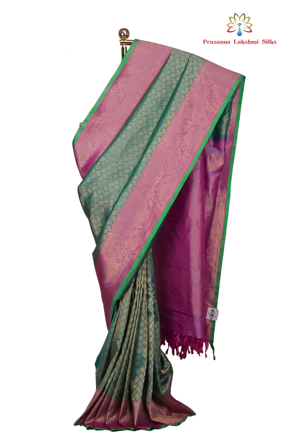 Mint Green Gadwal Silk Saree with Brocade Pallu