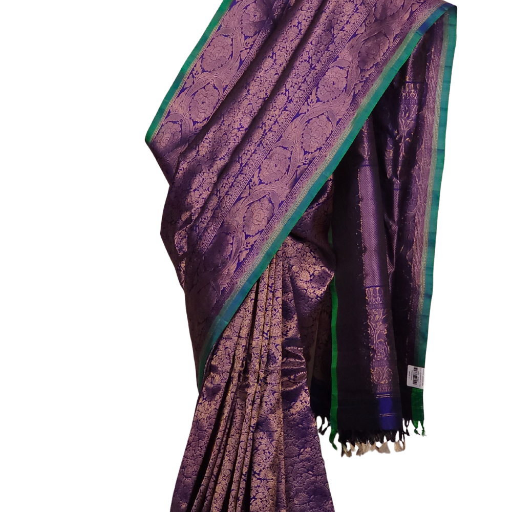 Navy Blue Gadwal Silk Saree – Wedding Special