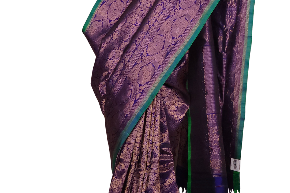 Navy Blue Gadwal Silk Saree – Wedding Special