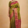 Olive Green Gadwal Silk Saree with Brocade Pallu