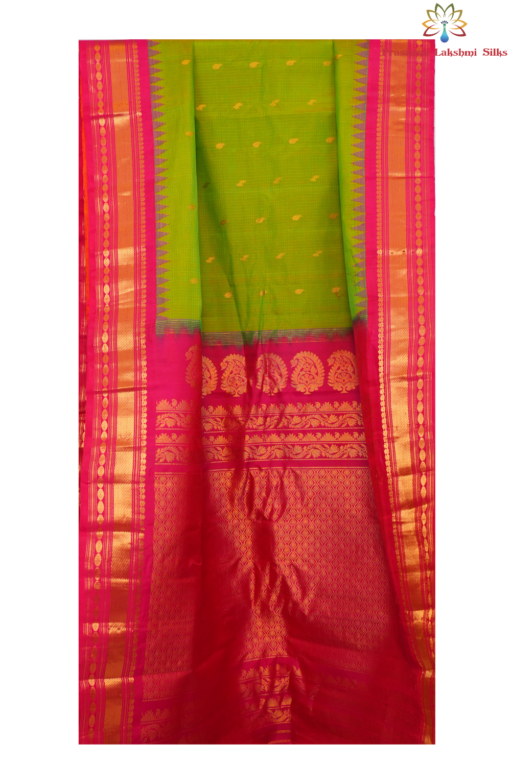 Elegant handloom Gadwal silk cotton saree suitable for weddings and grand celebrations.