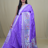 Tussar Georgette Saree with all-over silver zari woven motifs and floral Meenakari borders.
