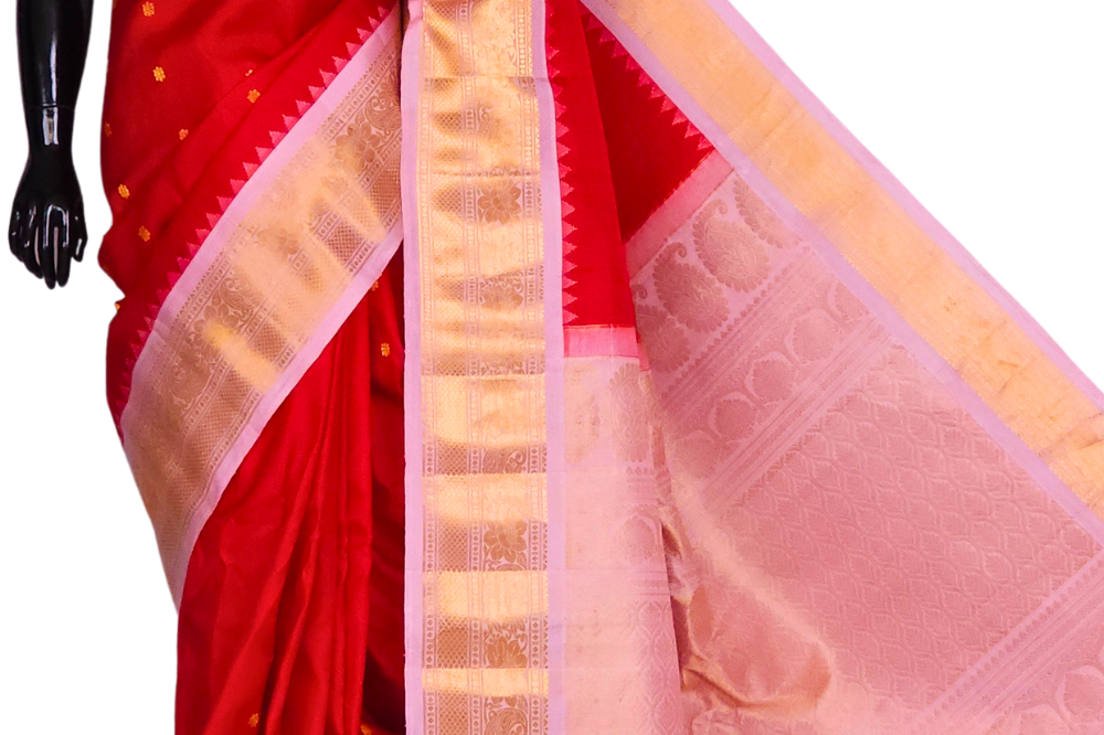 Red Gadwal Silk Sarees