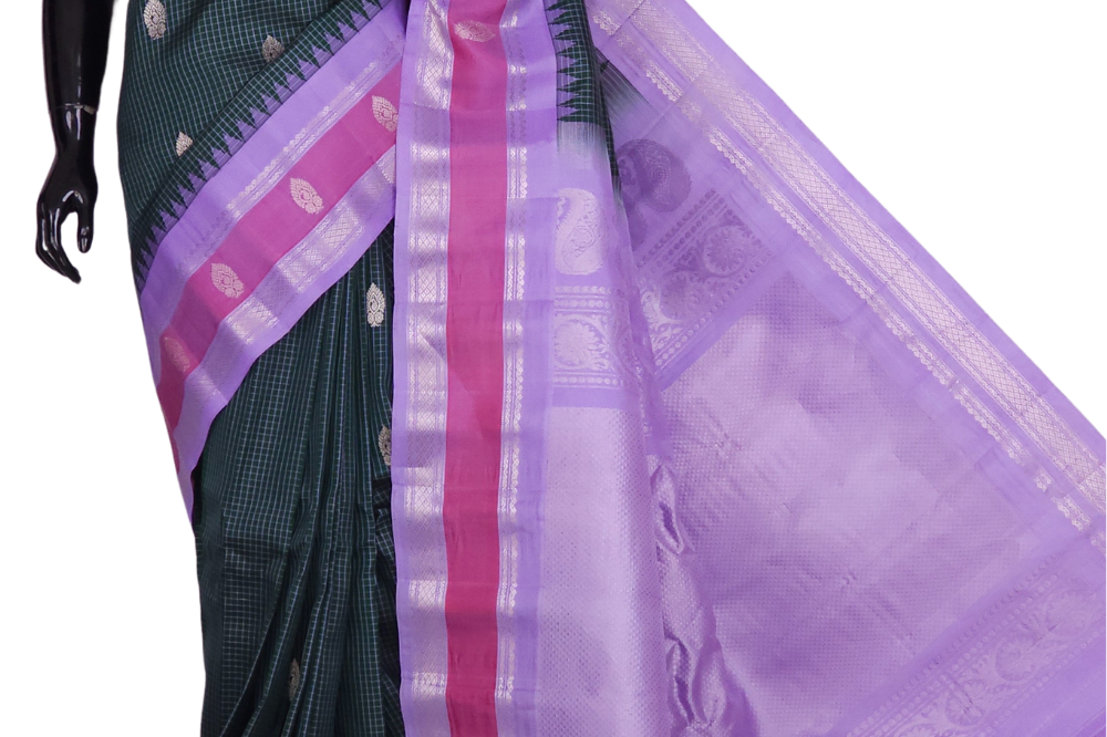 Gadwal sarees with silver gap borders 