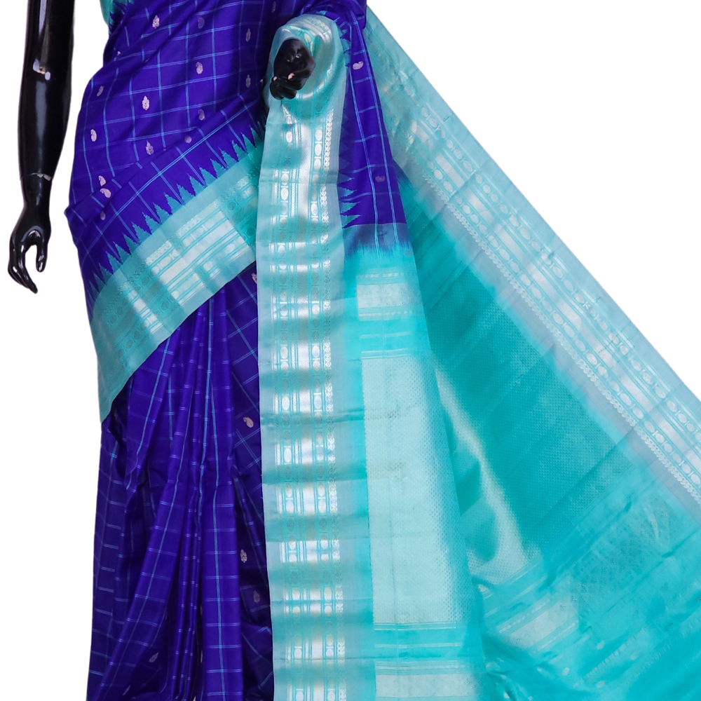 Blue Gadwal Silk Saree 